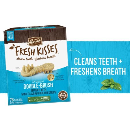 Fresh Kisses Double-Brush Real Mint X-Small Breed Dog Treats