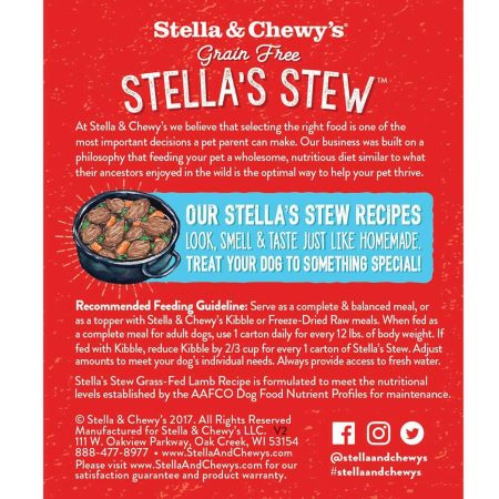 Grain Free Stella's Stew Grass-Fed Lamb Recipe Dog Food