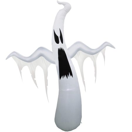 For Living Ghost LED Light-Up Airblown Inflatable, White Colour Changing , 12-ft, Self Inflating Outdoor Decoration for Halloween