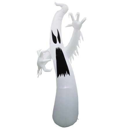 For Living Ghost LED Light-Up Airblown Inflatable, White Colour Changing , 12-ft, Self Inflating Outdoor Decoration for Halloween