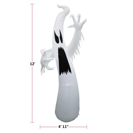 For Living Ghost LED Light-Up Airblown Inflatable, White Colour Changing , 12-ft, Self Inflating Outdoor Decoration for Halloween