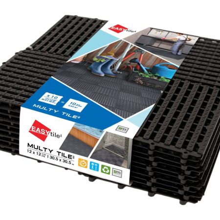 Multy Home Indoor/Outdoor 100% Recycled Rubber Multy Tile, 10-pk, Black, 12-in x 12-in