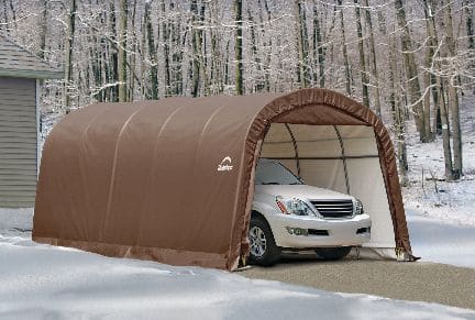 ShelterLogic Heavy Duty Waterproof Round Style Auto Shelter w/ UV Protection, 12 x 20 x 8-ft