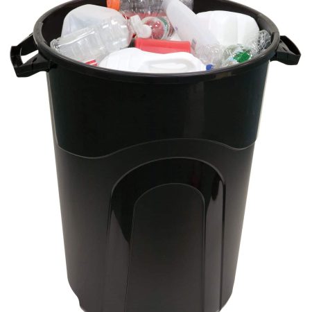 Plastic Circular Garbage Can, Black, 121-L