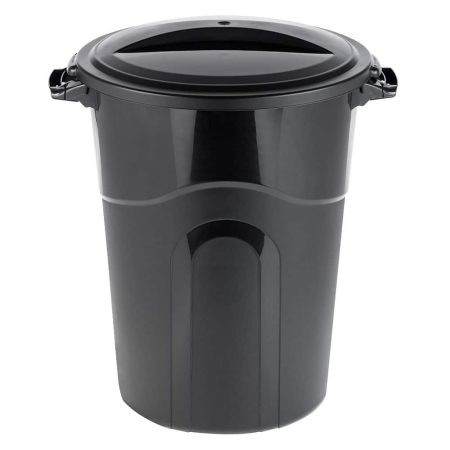 Plastic Circular Garbage Can, Black, 121-L