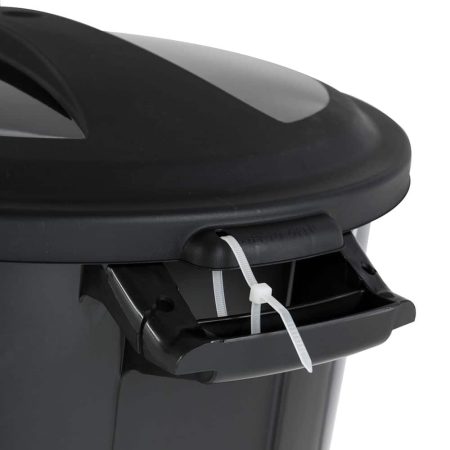 Plastic Circular Garbage Can, Black, 121-L