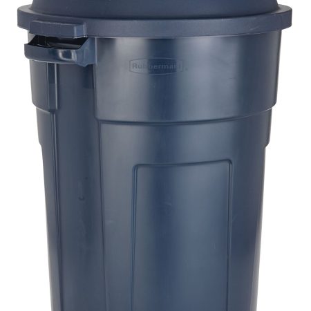 Rubbermaid Roughneck Plastic Circular Garbage Can, Blue, 121-L