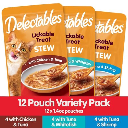 Hartz Delectables Stew Lickable Variety Pack Wet Cat Treat Pouches, 12 x 40-g