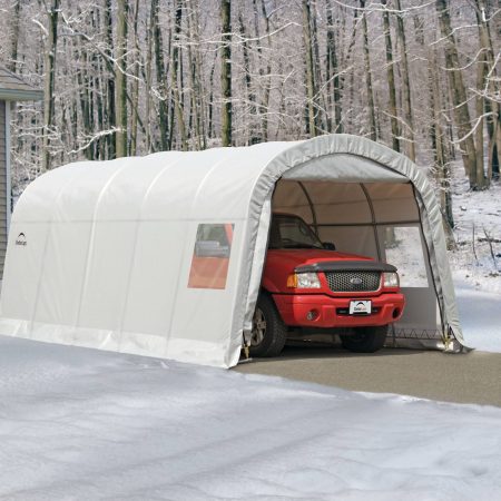 ShelterLogic Clearview Water Resistant Roundtop Auto Shelter w/UV Protection, 12 x 20 x 8-ft