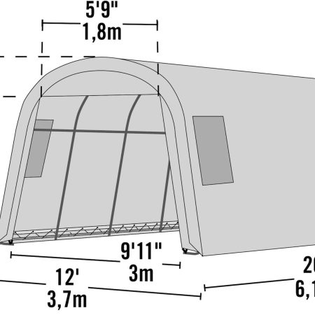 ShelterLogic Clearview Water Resistant Roundtop Auto Shelter w/UV Protection, 12 x 20 x 8-ft