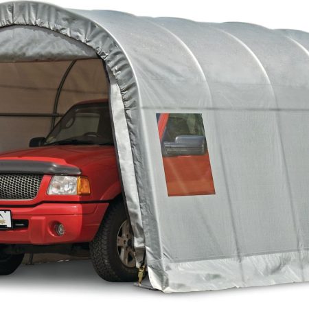 ShelterLogic Clearview Water Resistant Roundtop Auto Shelter w/UV Protection, 12 x 20 x 8-ft