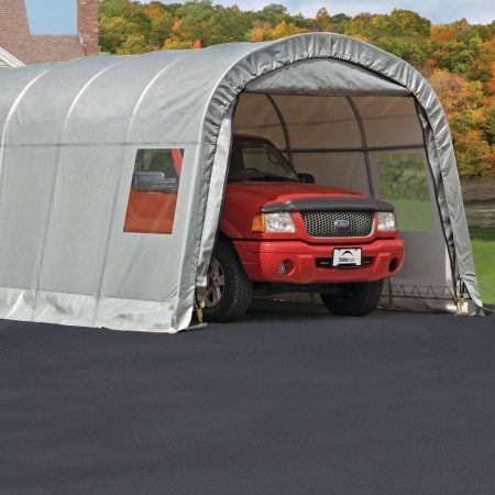 ShelterLogic Clearview Water Resistant Roundtop Auto Shelter w/UV Protection, 12 x 20 x 8-ft