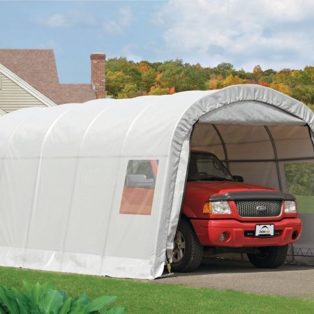 ShelterLogic Clearview Water Resistant Roundtop Auto Shelter w/UV Protection, 12 x 20 x 8-ft