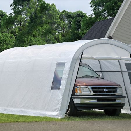 ShelterLogic Clearview Water Resistant Roundtop Auto Shelter w/UV Protection, 12 x 20 x 8-ft