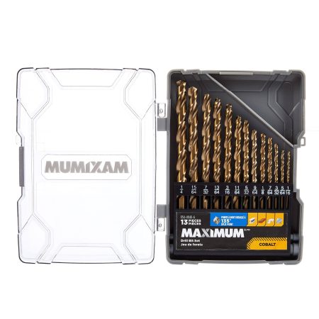 MAXIMUM Cobalt Drill Bit Set for Wood, Metal, Plastic, 13-pc