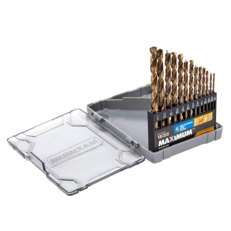 MAXIMUM Cobalt Drill Bit Set for Wood, Metal, Plastic, 13-pc