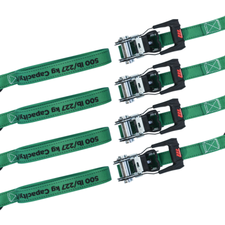 MotoMaster 1,500-lb Ratchet Tie Down Straps, with Padded Handle, 1-in x 10-ft, 4-pk