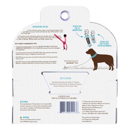 Large Dog Red Cable Tie-Out with Shock Absorbing Spring