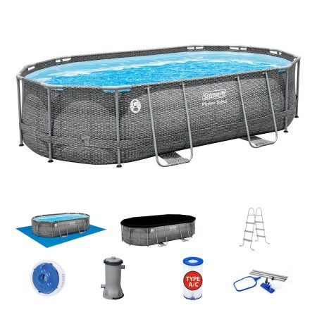 Coleman Oval Steel Frame Swimming Pool, 16-ft x 10-ft x 42-in