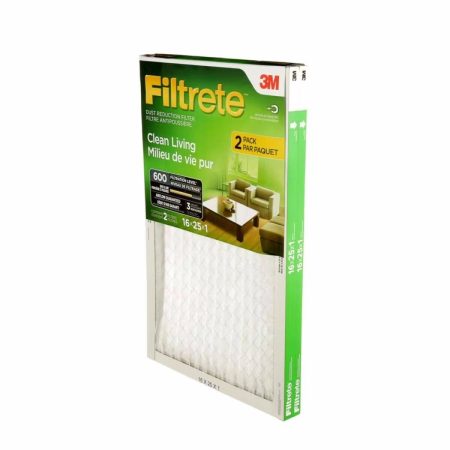 3M™ Filtrete™ Clean Living Dust Reduction Pleated Air Filters, MPR 600, 16 x 25 x 1-in, 2-pk