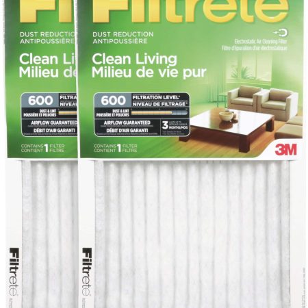 3M™ Filtrete™ Clean Living Dust Reduction Pleated Air Filters, MPR 600, 16 x 25 x 1-in, 2-pk