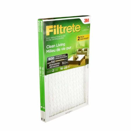 3M™ Filtrete™ Clean Living Dust Reduction Pleated Air Filters, MPR 600, 16 x 25 x 1-in, 2-pk