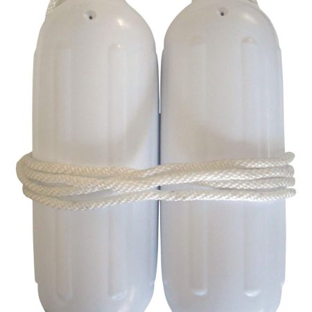 Dock Edge PVC Ribbed Twin Eyes Boat Fenders, 2-pk, White, 5.5-in x 20-in