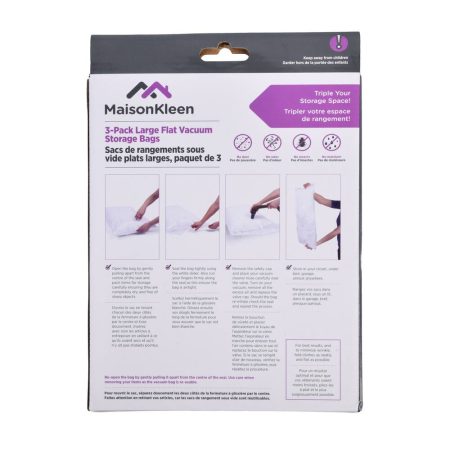 MLM Home Large Flat Vacuum Storage Bags, 3-pk