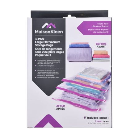 MLM Home Large Flat Vacuum Storage Bags, 3-pk