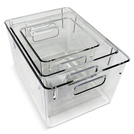 Maison Kleen Multi Size Clear Storage Bin Set, 3-pc