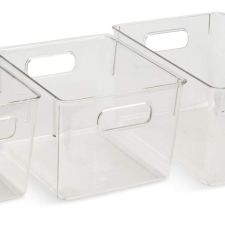 Maison Kleen Multi Size Clear Storage Bin Set, 3-pc