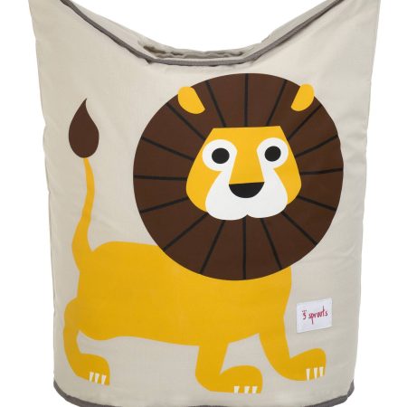 3 Sprouts Kids' Laundry Hamper for Nursery Clothes, Lion, 19 H x 11 D x 22-in W