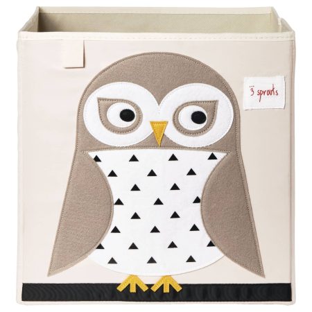 3 Sprouts Fabric Owl Cube Kids' Storage Bin