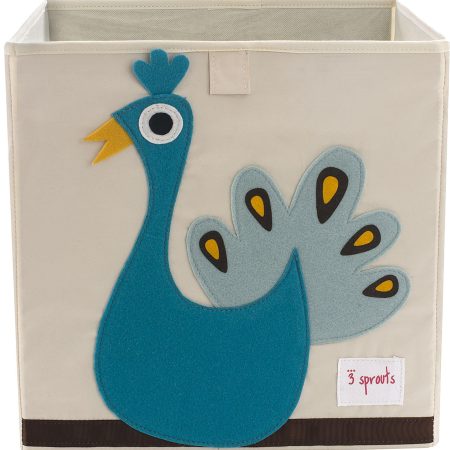 3 Sprouts Fabric Peacock Cube Kids' Storage Bin