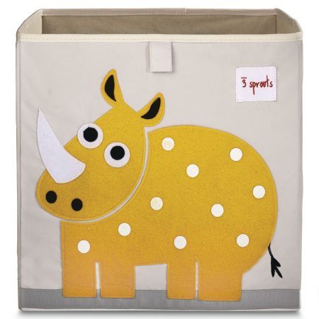 3 Sprouts Fabric Rhino Cube Kids' Storage Bin