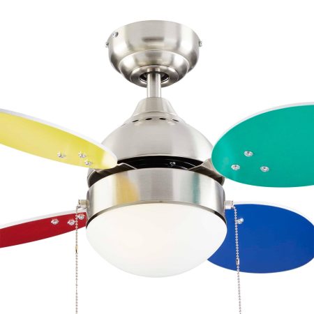 NOMA Ollie Reversible 4-Blade 3-Speed Ceiling Fan with Lighting, 30-in, Multi-Coloured