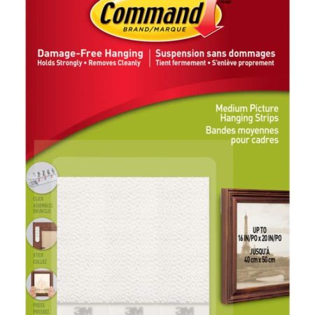 Command Medium Adhesive Picture Hanging Strips, White, 9-lbs, 3 Strips per Pack