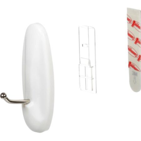 Command Medium General Purpose Wire Hooks with Adhesive Strips, White, 3-lbs, 2 Strips Per Pack