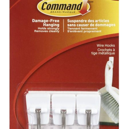 Command Micro Wire Utensil Hooks with Adhesive Strips, White, 0.5-lbs, 3 Strips Per Pack