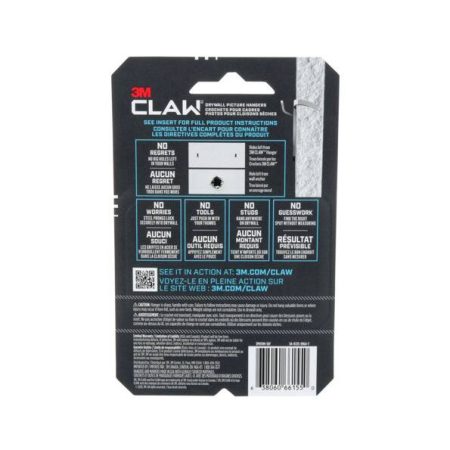 3M Claw DrywAll Picture Hanger, 15-lb Capacity, 5 Hangers per Pack