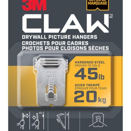 3M Claw DrywAll Picture Hanger, 45-lb Capacity, 3 Hangers per Pack