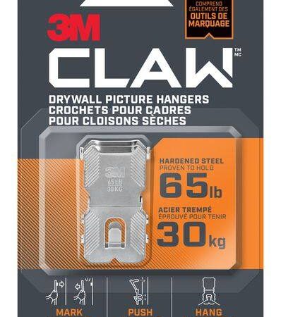 3M Claw DrywAll Picture Hangers, 65-lb Capacity