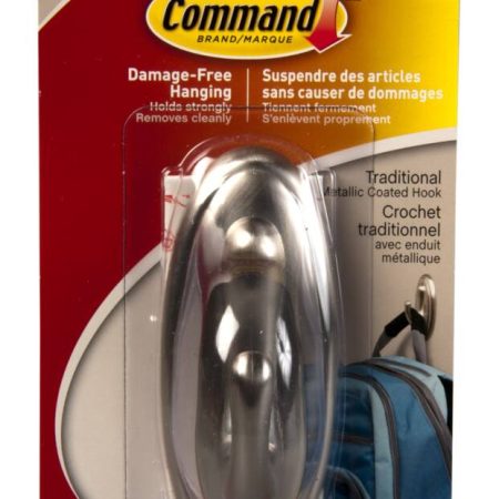 3M Command™ Large Traditional Decorative Utility Hook, Brushed Nickel