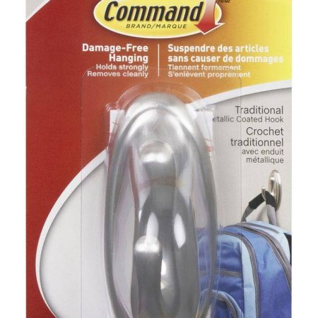 3M Command™ Large Traditional Decorative Utility Hook, Brushed Nickel