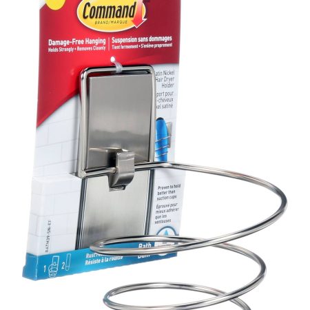 3M Command Rust-Resistant Hair Dryer Holder, Satin Nickel