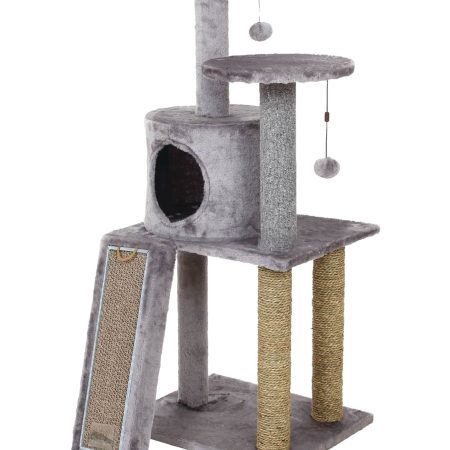 Cat Craft Cat Tree Playset with Cardboard Scratcher and Post, 45-in, Grey