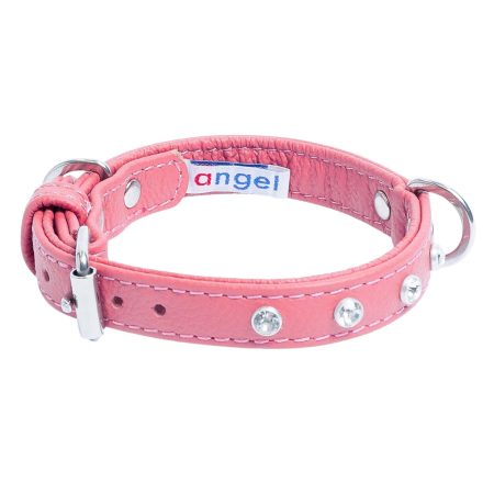 Athens Dog Collar Leather with Rhinestone Bubblegum Pink