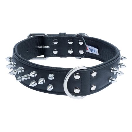 Amsterdam Dog Collar Leather Spiked Midnight Black