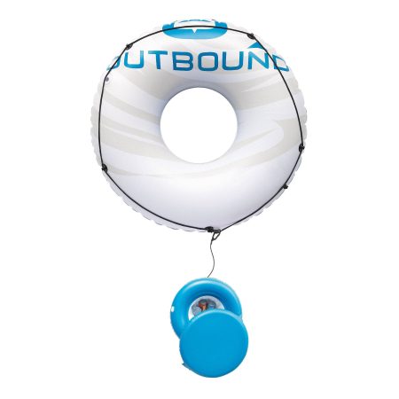 Outbound Inflatable Floating River/Lake Connectable 1-Person Tube/Ring, White/Blue, 47-in