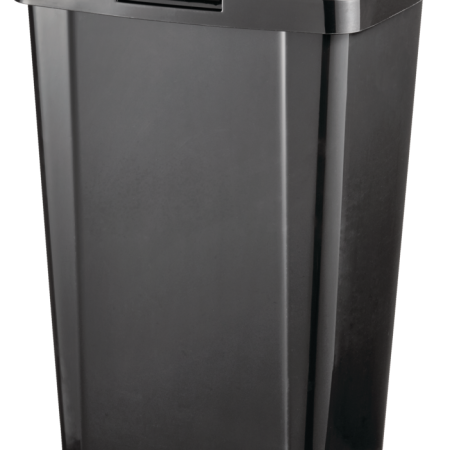 Sterilite Plastic Rectanuglar Springloaded Touch Top Garbage Can, Black, 49-L